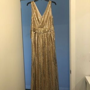 Kate Kasin Gold Sequin Maxi Dress